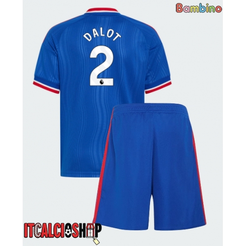 Manchester United Diogo Dalot #2 Seconda Maglia Bambino 2026-27 Manica Corta (+ Pantaloni corti)